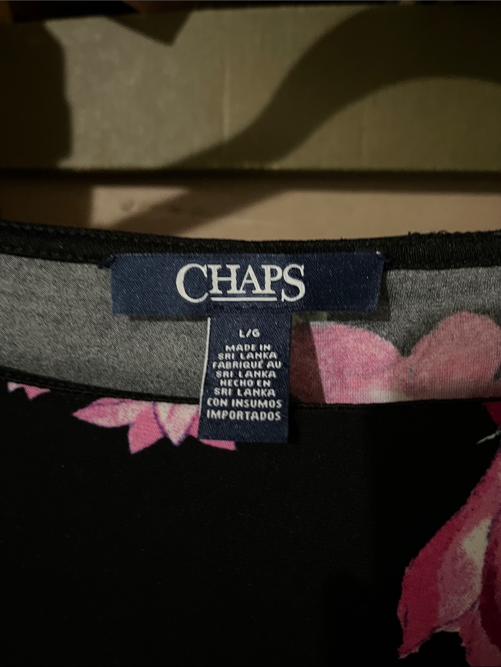 Chaps Black Midi Dress with Pink Floral Print - Picture 2 of 10